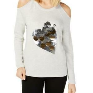 NEW I.N.C International Concepts Cold Shoulder Sequin Sweatshirt